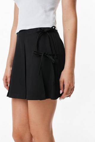 Bow Pleated Mini Skirt