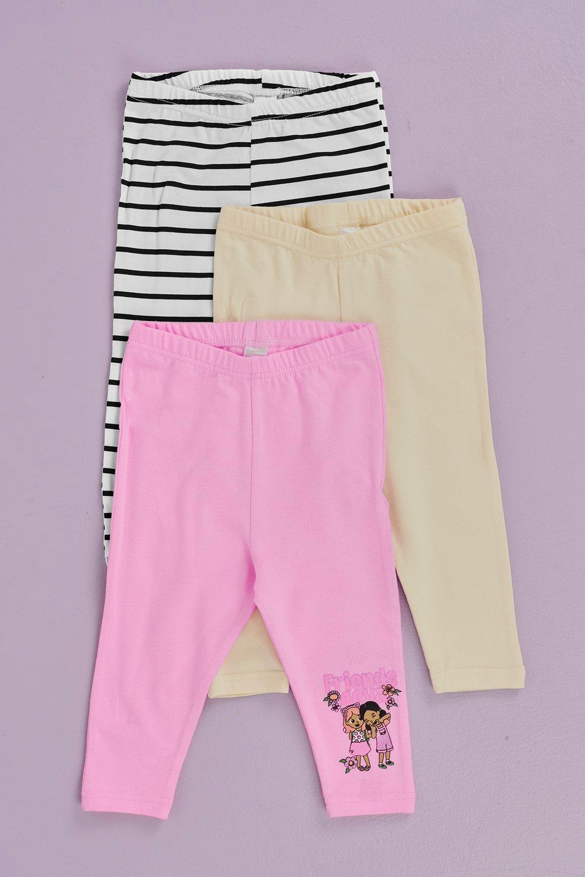 Babyhug Three Fourth Length Lycra Leggings Pack of 3 - Multicolor