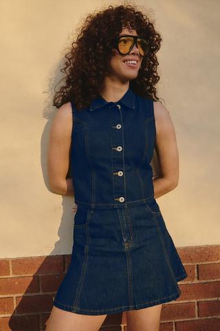 Denim Trumpet Mini Skirt