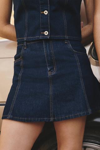 Denim Trumpet Mini Skirt
