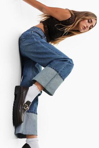 WIDELEG TURN UP DENIM