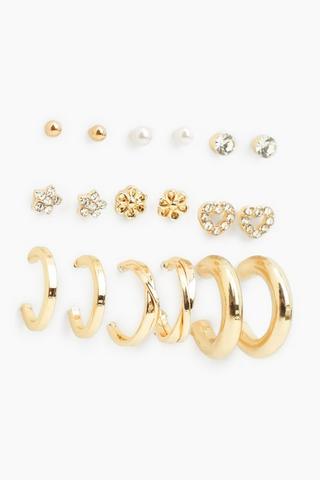 9 Pack Stud And Hoop Earrings
