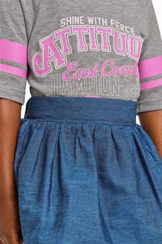 Denim Bubble Hem Skirt