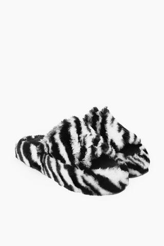 Zebra Platform Fluffy Slipper