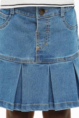 Denim Pleated Skirt