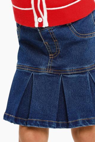 Denim Pleated Skirt