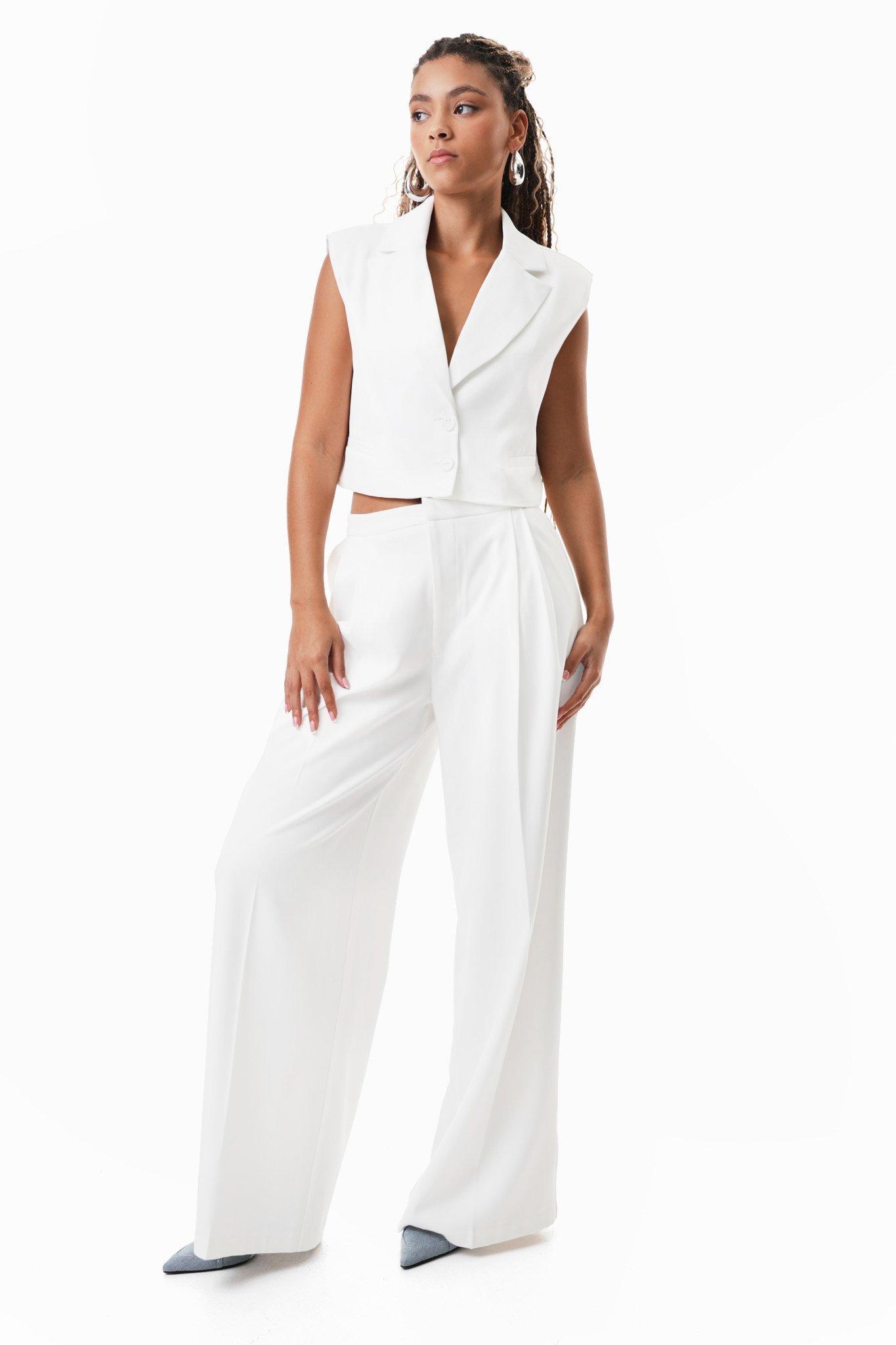 Solid Color Baggy Wide Leg Pocket PU Leather Pants