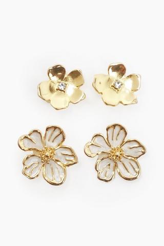 2 Pack Flower Stud Earrings