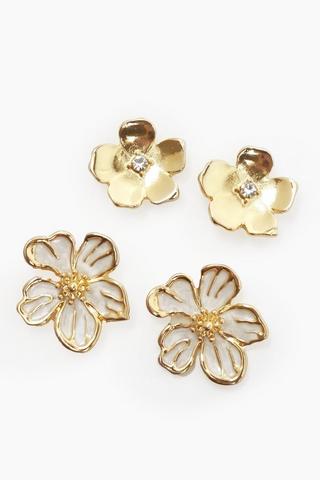 2 Pack Flower Stud Earrings