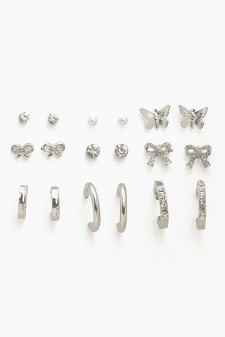 9 Pack Hoop And Stud Earrings