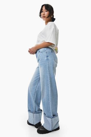 Wide Leg Turn Up Denim