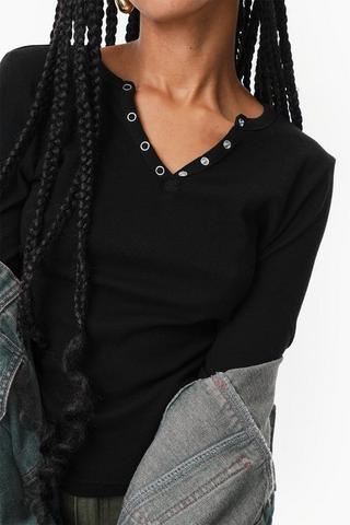 Ribbed Henley Top