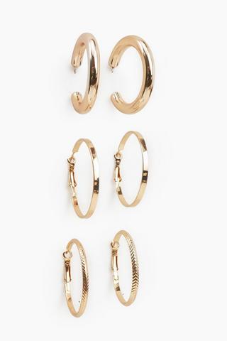 3 Pack Hoop Earrings