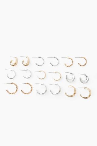 9 Pack Hoop Earrings