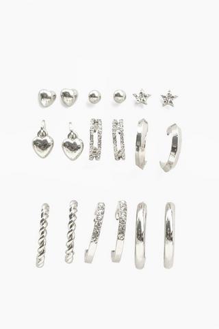 9 Pack Hoop And Stud Earrings