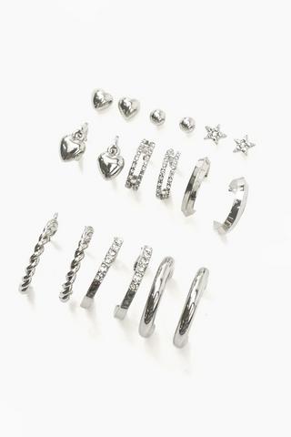 9 Pack Hoop And Stud Earrings