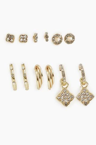 6 Pack Stud And Hoop Earrings