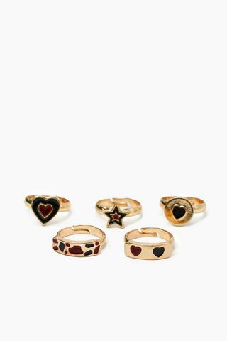 5 Pack Heart Rings