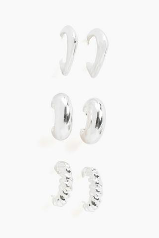 3 Pack Hoop Earrings