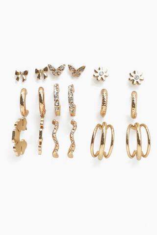 9 Pack Hoop And Stud Earrings