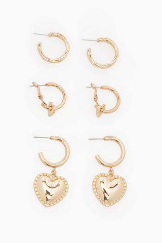 3 Pack Hoop Earrings