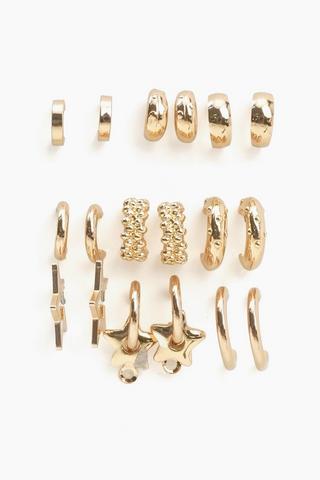 9 Pack Hoops Earrings