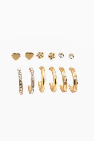 6 Pack Hoop And Stud Earrings