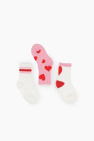3 Pack Heart Anklet Socks