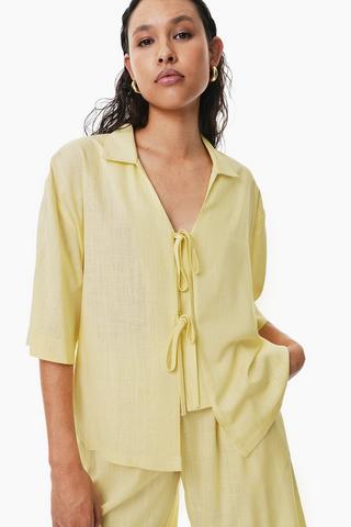 Front Tie Oversized Boxy Shirt