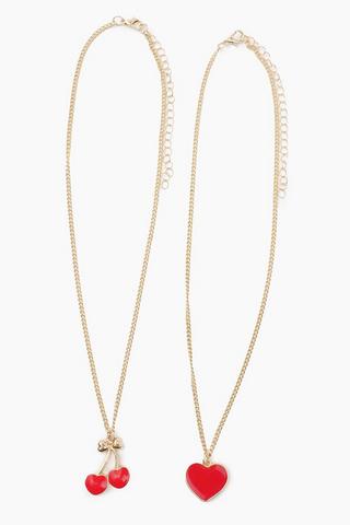 2 Pack Cherry Necklace