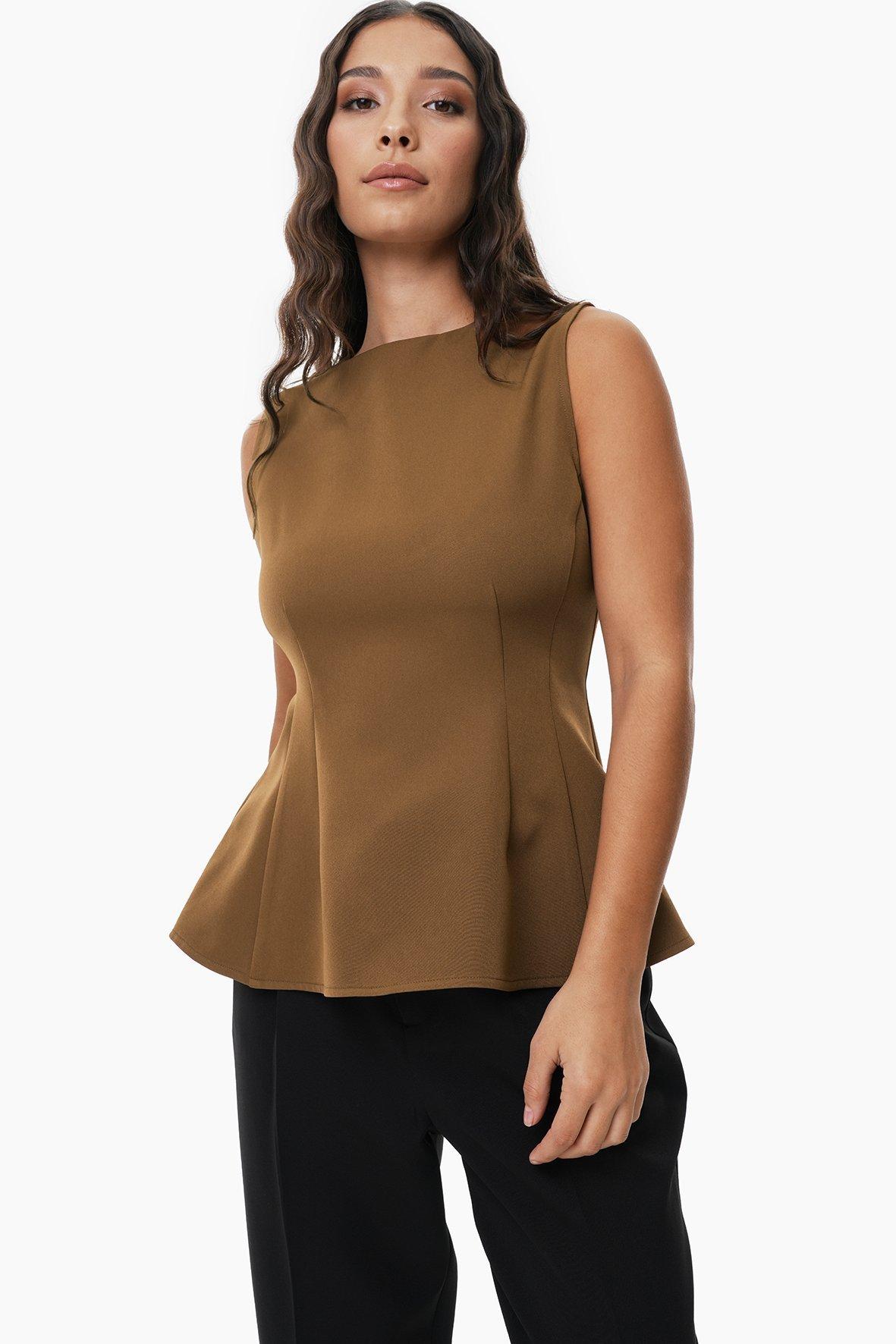Poly Viscose Solid Peplum Top