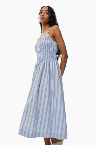 Stripe Shirred Dress