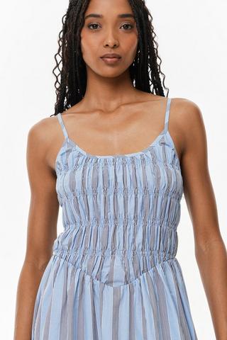 Stripe Shirred Dress