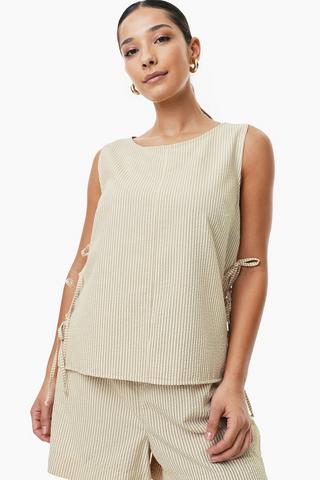 Stripe Side Tie Shell Top