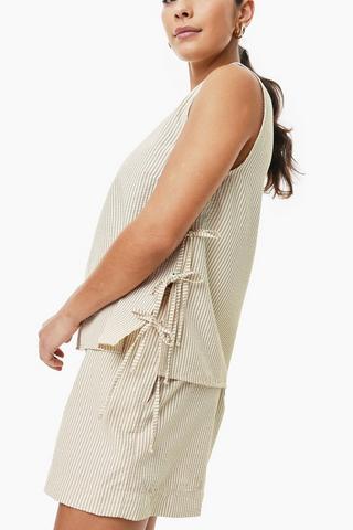 Stripe Side Tie Shell Top