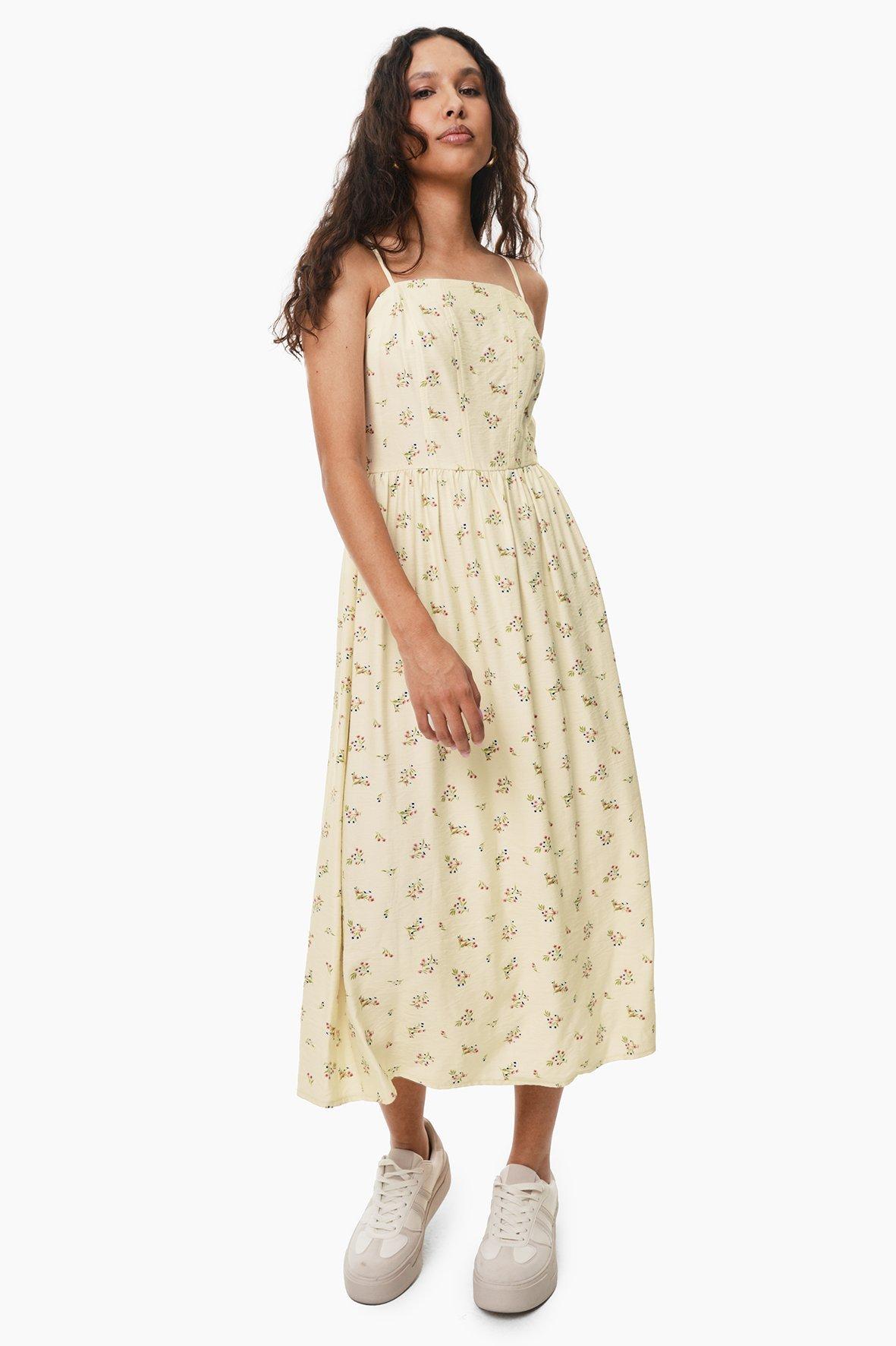 Kenosh Dress - Chic Fit and Flare Blue Floral Print Dress