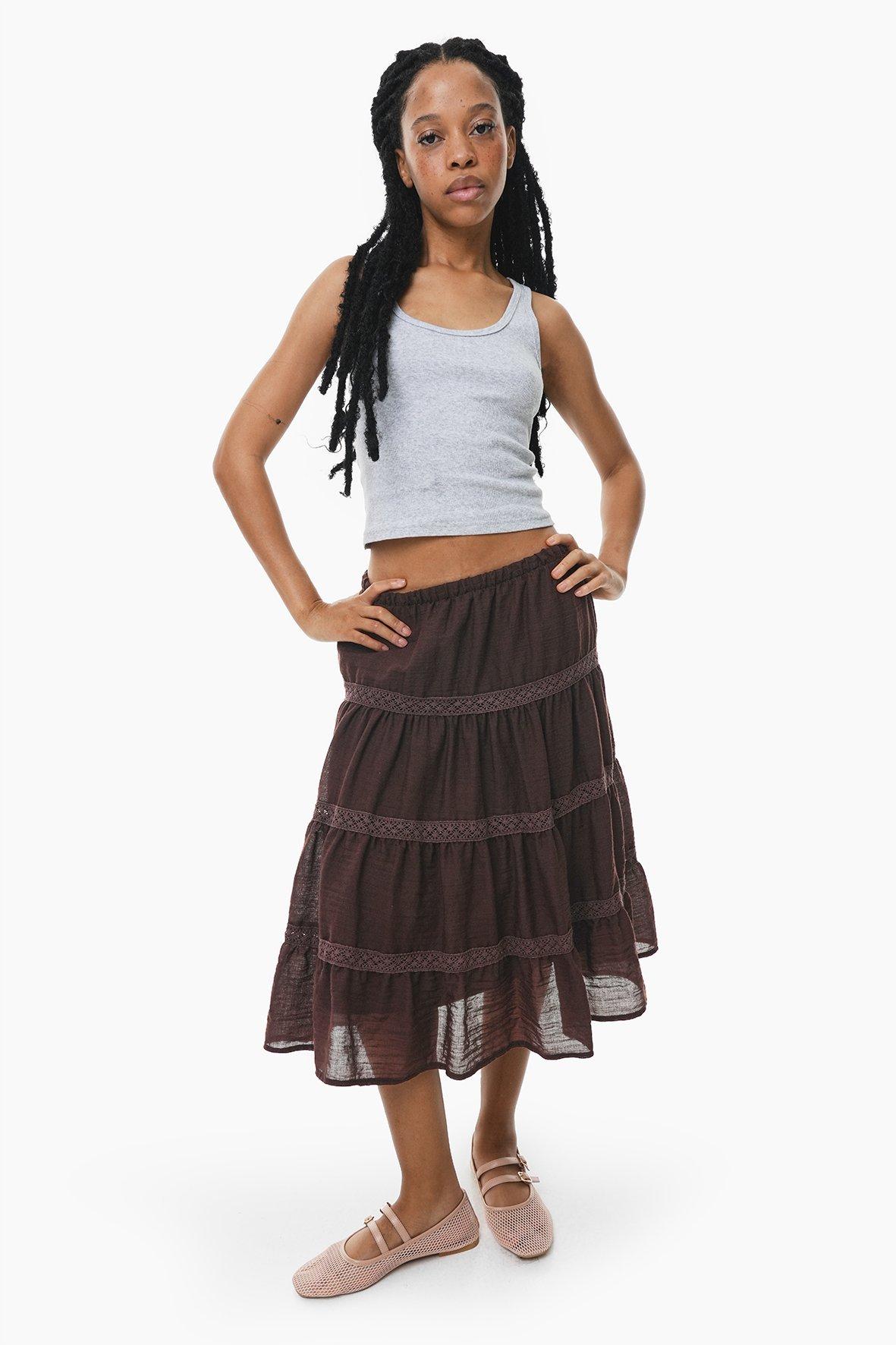 Midi Solid Color Regular Skirt ber21y3102