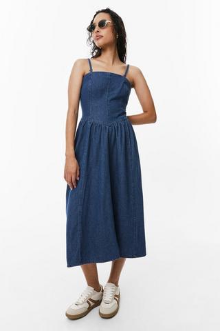 Denim Fit And Flare Dress