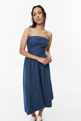 Denim Fit And Flare Dress