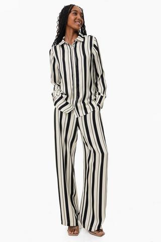 Stripe Satin Wide Leg Pants