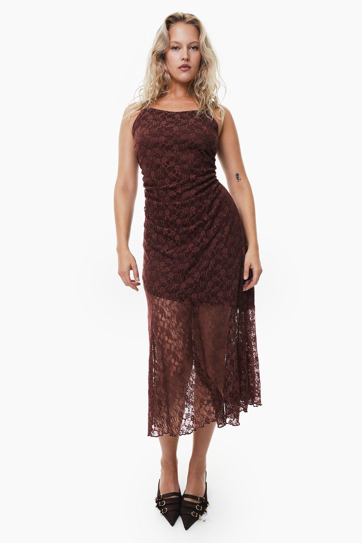 knee length dresses for ladies Windsor Mariella Lace A-Line Mini Dress in Black | Size: M main image 0