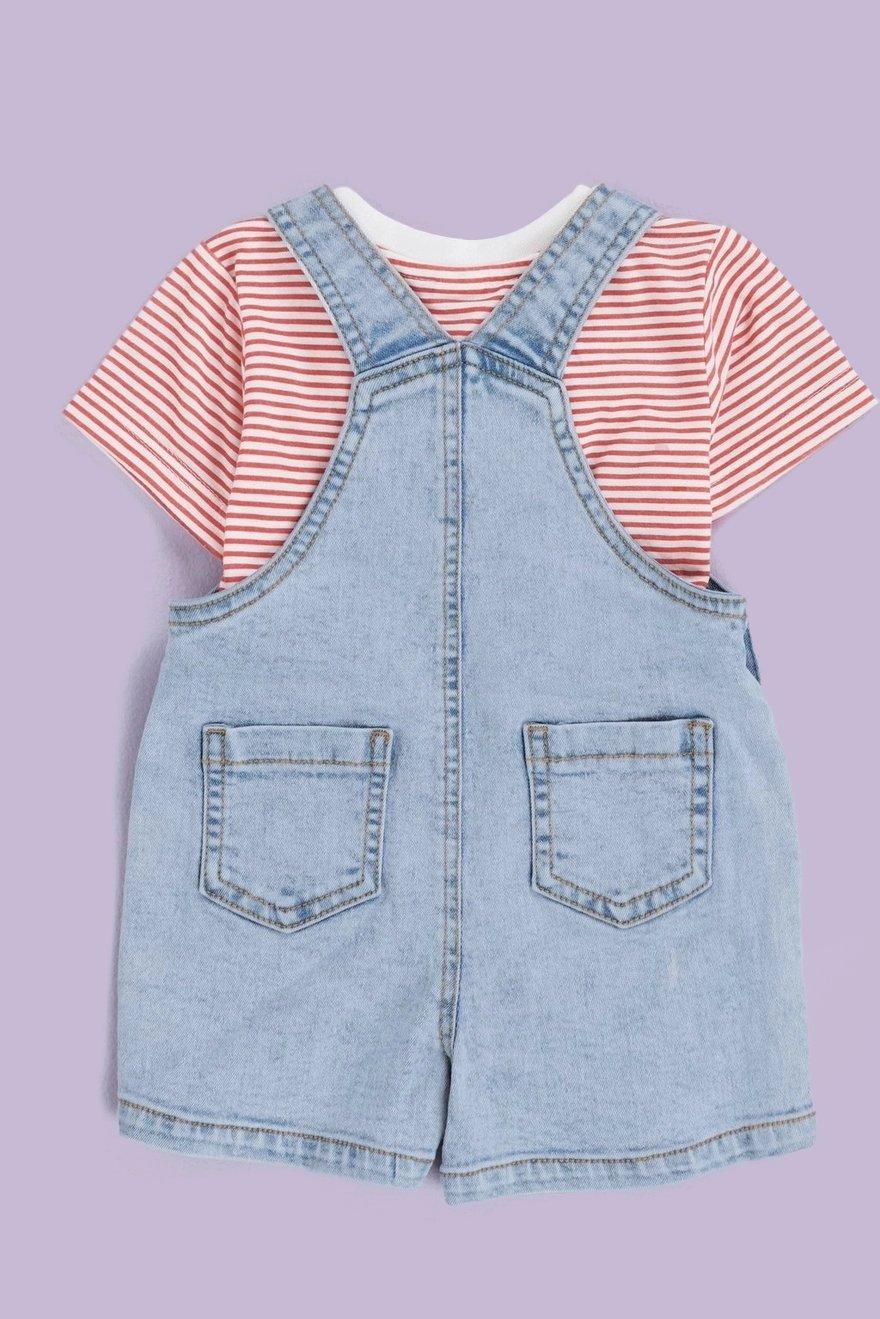 Denim Dungaree and Tee Set