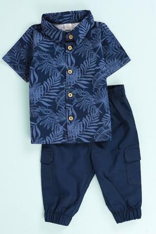 Printed Shirt And Cargo Joggers Set