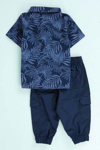 Printed Shirt And Cargo Joggers Set