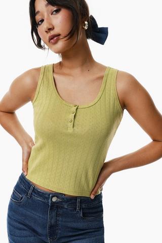 Ribbed Henley Tank Top