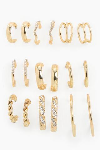 9 Pack Hoop Earrings