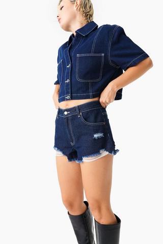 Micro Cheeky Denim Shorts