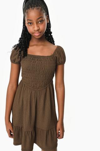 Textured Fit And Flare Dress