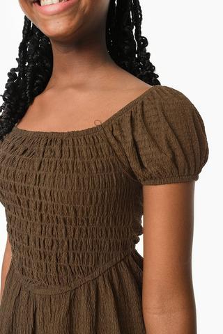 Textured Fit And Flare Dress