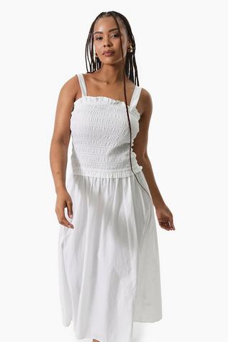 Shirred Drop Waist Dress